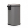 Cos de gunoi cu pedala Brabantia NewIcon 1001091, 20 L, Inchidere lina, Baza antiderapanta, Acoperit cu minerale, Gri