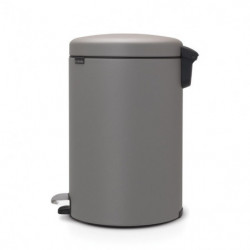 Cos de gunoi cu pedala Brabantia NewIcon 1001091, 20 L, Inchidere lina, Baza antiderapanta, Acoperit cu minerale, Gri