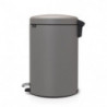 Cos de gunoi cu pedala Brabantia NewIcon 1001091, 20 L, Inchidere lina, Baza antiderapanta, Acoperit cu minerale, Gri
