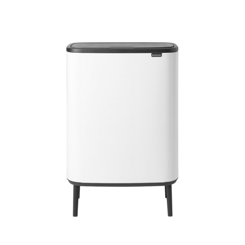 Κάδος Brabantia Bo Touch Hi 1001259, 60 L, Πλευρικά ανοίγματα για μεταφορά, Ρυθμιζόμενα πόδια, Λευκό