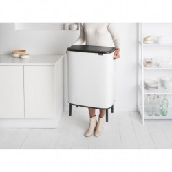 Brabantia Bo Touch Hi 1001259 Trash Can, 60 L, Side Carrying Handles, Adjustable Legs, White