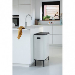 Brabantia Bo Touch Hi 1001259 Trash Can, 60 L, Side Carrying Handles, Adjustable Legs, White