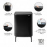 Κάδος Brabantia Bo Touch Hi 1001264, 2x30 l, Στεγανή εφαρμογή στον τοίχο, Ρύθμιση ποδιού, Μαύρο/ματ