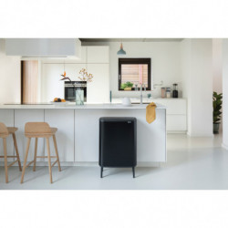 Кош за боклук Brabantia Bo Touch Hi 1001264, 2x30 л, Плътно прилепване към стена, Реглаж на краката, Черен/мат
