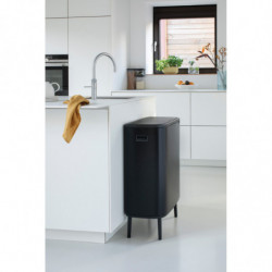 Кош за боклук Brabantia Bo Touch Hi 1001264, 2x30 л, Плътно прилепване към стена, Реглаж на краката, Черен/мат