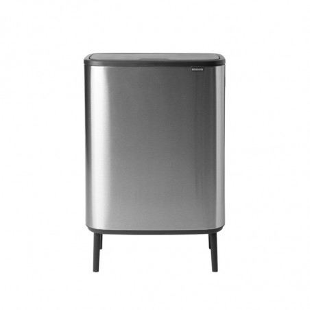 Brabantia Bo Touch Hi 1001265 Trash Can, 2x30 L, Wall-Mounted, Adjustable Legs, Fingerprint-Resistant, Stainless Steel/Matte