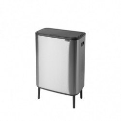 Brabantia Bo Touch Hi 1001265 Trash Can, 2x30 L, Wall-Mounted, Adjustable Legs, Fingerprint-Resistant, Stainless Steel/Matte