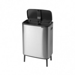 Brabantia Bo Touch Hi 1001265 Trash Can, 2x30 L, Wall-Mounted, Adjustable Legs, Fingerprint-Resistant, Stainless Steel/Matte