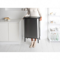 Кош за боклук Brabantia Bo Touch Hi 1001265, 2x30 л, Плътно прилепване към стена, Реглаж на краката, Устойчив на отпечатъци, Инокс/мат