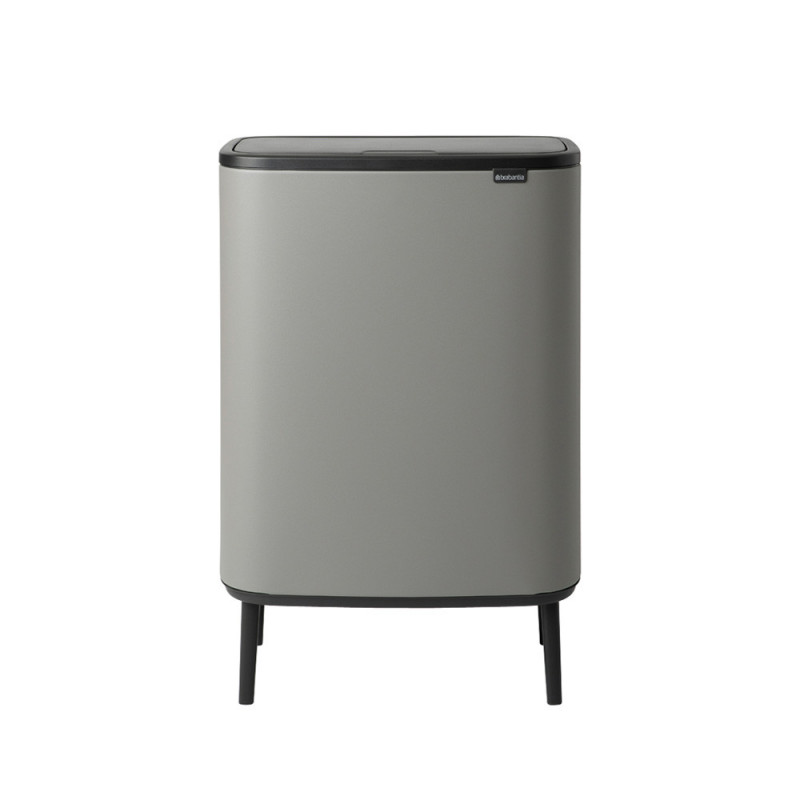 Кош за боклук Brabantia Bo Touch Hi 1001266, 2x30 л, Плътно прилепване към стена, Реглаж на краката, Минерално покритие, Сив