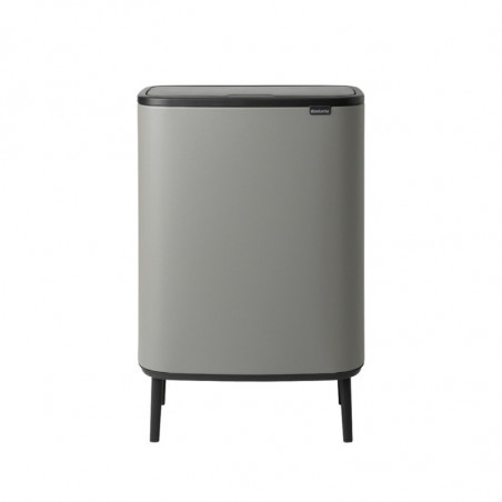 Brabantia Bo Touch Hi 1001266 Trash Can, 2x30 L, Wall-Mounted, Adjustable Legs, Mineral Finish, Gray