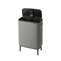 Кош за боклук Brabantia Bo Touch Hi 1001266, 2x30 л, Плътно прилепване към стена, Реглаж на краката, Минерално покритие, Сив