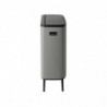 Brabantia Bo Touch Hi 1001266 Trash Can, 2x30 L, Wall-Mounted, Adjustable Legs, Mineral Finish, Gray