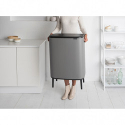 Κάδος Brabantia Bo Touch Hi 1001266, 2x30 l, Στεγανή εφαρμογή στον τοίχο, Ρύθμιση ποδιού, Ορυκτέλαιο με επικάλυψη, Γκρι