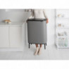 Кош за боклук Brabantia Bo Touch Hi 1001266, 2x30 л, Плътно прилепване към стена, Реглаж на краката, Минерално покритие, Сив