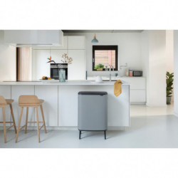 Кош за боклук Brabantia Bo Touch Hi 1001266, 2x30 л, Плътно прилепване към стена, Реглаж на краката, Минерално покритие, Сив