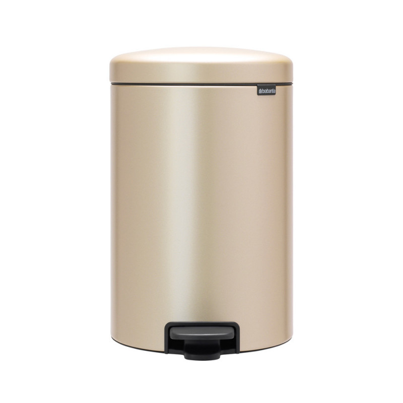 Cos de gunoi cu pedala Brabantia NewIcon 1003205, 20 L, Inchidere lina, Baza antiderapanta, Auriu metalic