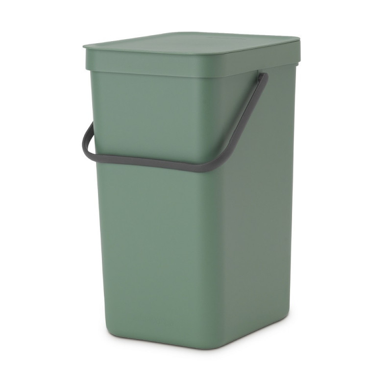 Brabantia Sort&Go 1003235 Recycling Bin, 16 L, Handle, Wall-mountable, Dark Green