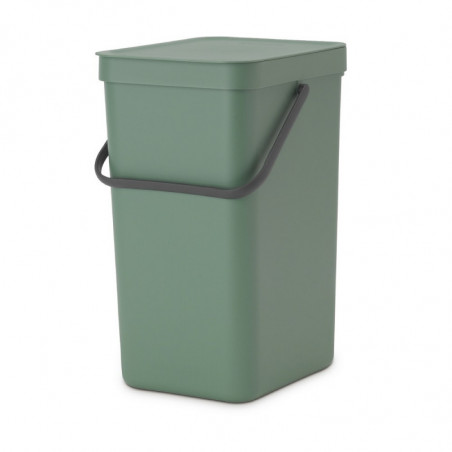 Brabantia Sort&Go 1003235 Recycling Bin, 16 L, Handle, Wall-mountable, Dark Green