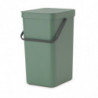 Brabantia Sort&Go 1003235 Recycling Bin, 16 L, Handle, Wall-mountable, Dark Green