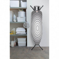Masa de calcat Brabantia B 1003339, 124x38 cm, 7 pozitii de reglare, Suport fier de calcat, Gri inchis/Alb