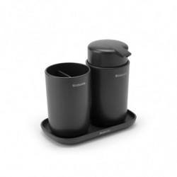 Set accesorii baie Brabantia ReNew 1003491, 3 piese, 250 ml, Rezistent la coroziune, Gri inchis