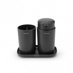 Set accesorii baie Brabantia ReNew 1003491, 3 piese, 250 ml, Rezistent la coroziune, Gri inchis