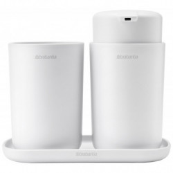 Комплект аксесоари за баня Brabantia ReNew 1003492, 3 части, 250 мл, Устойчиви на корозия, Бял
