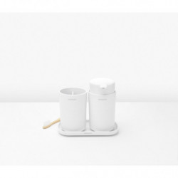 Комплект аксесоари за баня Brabantia ReNew 1003492, 3 части, 250 мл, Устойчиви на корозия, Бял