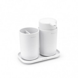 Комплект аксесоари за баня Brabantia ReNew 1003492, 3 части, 250 мл, Устойчиви на корозия, Бял