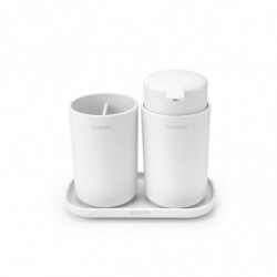 Set accesorii baie Brabantia ReNew 1003492, 3 piese, 250 ml, Rezistent la coroziune, Alb