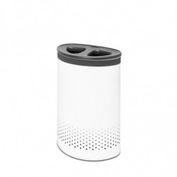 Cos de rufe Brabantia Selector 1003787, 55 L, 2 compartimente, Orificii aerisire, Umplere fara deschidere, Alb