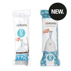 Brabantia PerfectFit FlatBack+/Bo 1004144 Trash Bags, Size O, 30 L, 20 Count, White