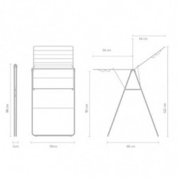 Сушилник за дрехи Brabantia Hangon 1004163, 15 м, 4 закачалки, Регулируем, Заключване за деца, Инокс