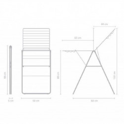 Uscator de rufe Brabantia Hangon 1004164, 20 m, 6 umerase, Reglabil, Blocare copii, Alb