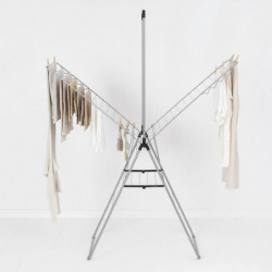 Brabantia Hangon 1004172 Clothes Dryer, 25 m, 8 hangers, Child Lock, Extension Rod, Stainless Steel