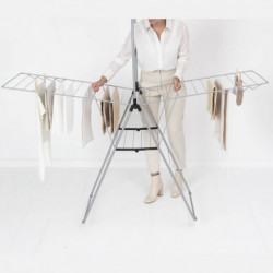 Brabantia Hangon 1004172 Clothes Dryer, 25 m, 8 hangers, Child Lock, Extension Rod, Stainless Steel