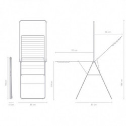 Brabantia Hangon 1004172 Clothes Dryer, 25 m, 8 hangers, Child Lock, Extension Rod, Stainless Steel