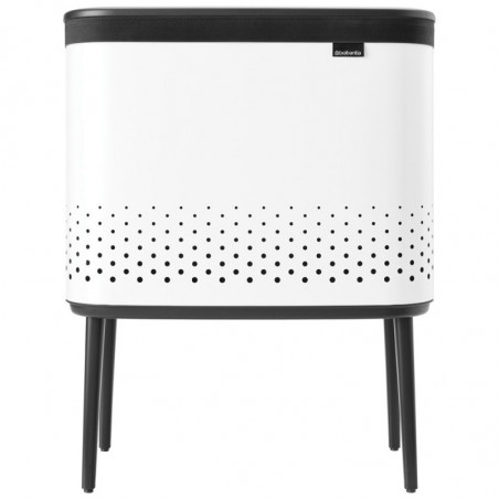 Cos de rufe Brabantia Bo 1004174, 60 L, Umplere fara deschidere, Orificii aerisire, Picioare reglabile, Alb
