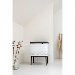 Brabantia Bo 1004174 Laundry Basket, 60 L, Top-loading, Ventilation Holes, Adjustable Feet, White