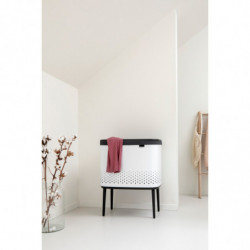 Cos de rufe Brabantia Bo 1004174, 60 L, Umplere fara deschidere, Orificii aerisire, Picioare reglabile, Alb