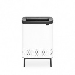 Кош за пране Brabantia Bo 1004176, 2x45 л, Пълнене без отваряне, Вентилационни отвори, Регулируеми крачета, Бял