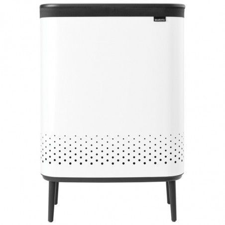 Brabantia Bo Laundry Basket 1004176, 2x45 L, Top-loading, Ventilation Holes, Adjustable Feet, White