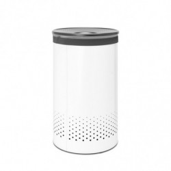 Brabantia 1004179 Καλάθι πλυντηρίου, 60 L, πλαστικό καπάκι, πλήρωση χωρίς άνοιγμα, οπές εξαερισμού, λευκό