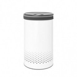 Brabantia 1004179 Καλάθι πλυντηρίου, 60 L, πλαστικό καπάκι, πλήρωση χωρίς άνοιγμα, οπές εξαερισμού, λευκό
