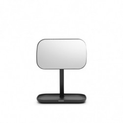 Brabantia ReNew 1004184 Mirror with Accessory Holder, 28.3 x 20 x 12.6 cm, Non-slip base, 360° adjustable, Dark gray