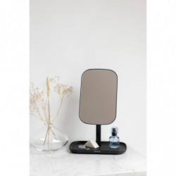 Brabantia ReNew 1004184 Mirror with Accessory Holder, 28.3 x 20 x 12.6 cm, Non-slip base, 360° adjustable, Dark gray