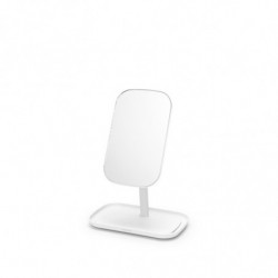 Oglindă cu suport pentru accesorii Brabantia ReNew 1004185, 28.3x20x12.6 cm, Bază antiderapantă, reglabilă la 360°, Alb