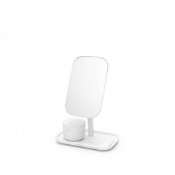 Brabantia ReNew 1004185 Mirror with Accessory Holder, 28.3 x 20 x 12.6 cm, Non-slip base, 360° adjustable, White