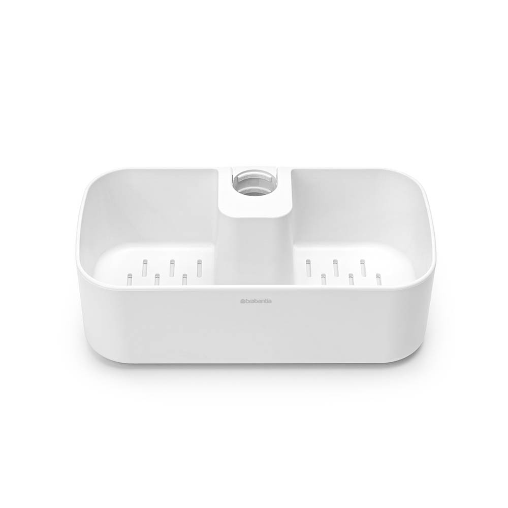 Organizator de duș Brabantia ReNew 1004187, 7.5x13.3x24.4 cm, Fund cu găuri de apă, Rezistent la coroziune, Alb